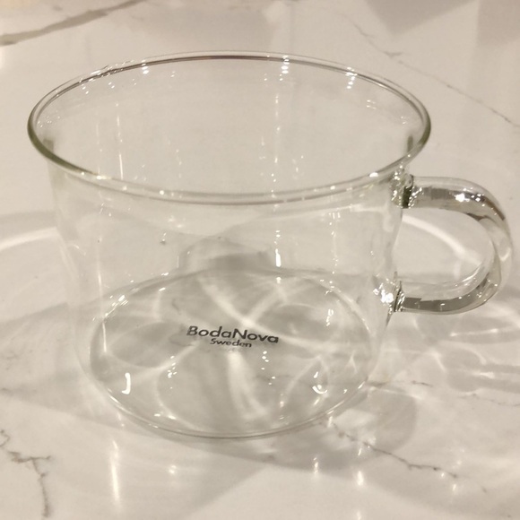 Vintage 1970s Boda Nova Sweden Clear delicate Glass Cup & Saucer Set hot or cold - Picture 5 of 8